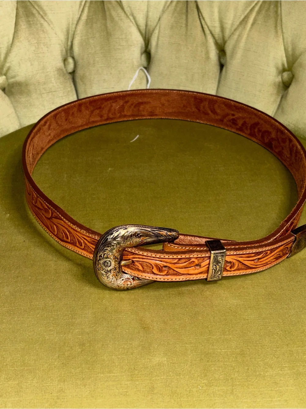 VINTAGE TONY LAMA Belt 36 Brown Cowhide leather Western Cowboy Rodeo